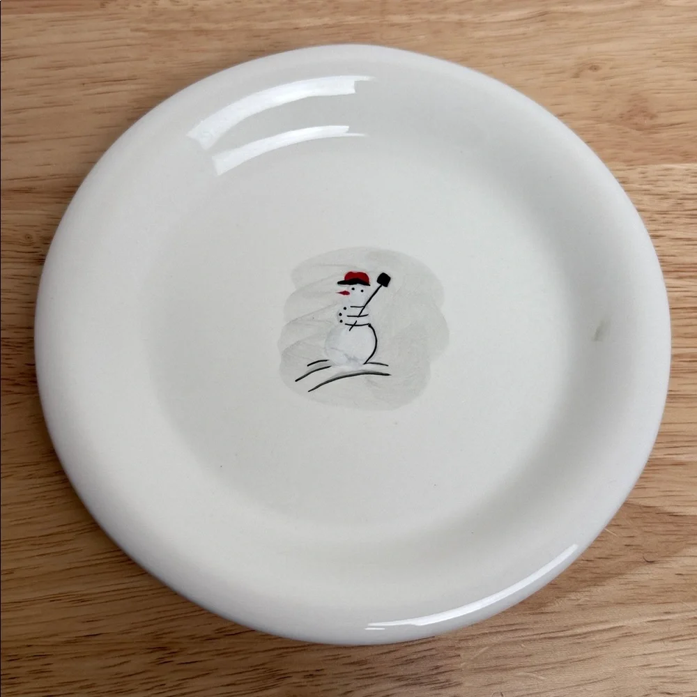 Williams Sonoma | Snowman (set of 6) Dessert Plates - Festive Red 2006